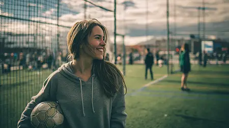 Young athlete playing soccer on a community field representing modern parks and recreation programs