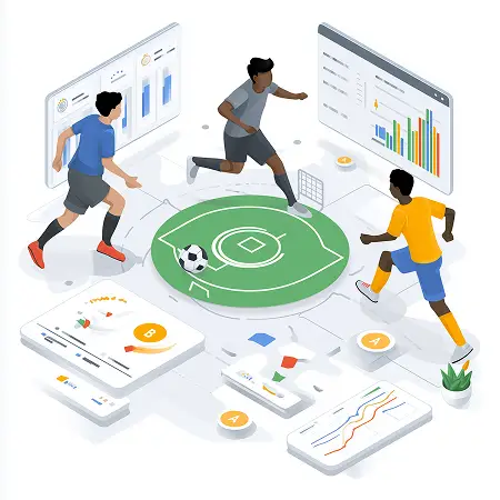 Athletes playing football under lights, representing active recreation programs