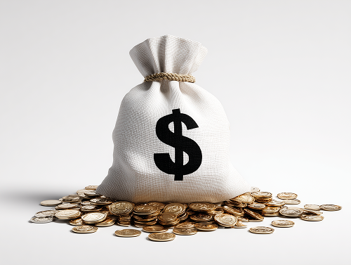 Money bag symbol representing budget stability and digital engagement metrics