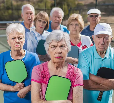 A group of active seniors enjoying a game of pickleball, representing lifelong community engagement and resident retention