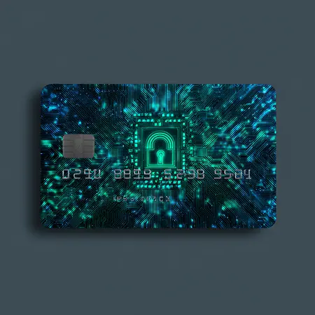 Promotional security voucher with green and blue elements representing secure PCI-DSS payment compliance