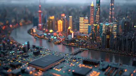 Futuristic city skyline built on circuit board representing AI-ready infrastructure